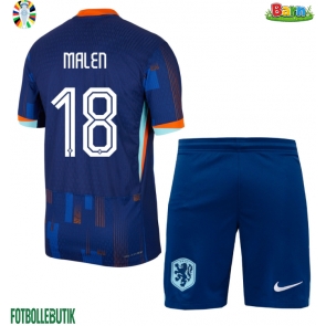 Nederländerna Donyell Malen #18 Bortaställ Barn EM 2024 Kortärmad (+ Korta byxor)